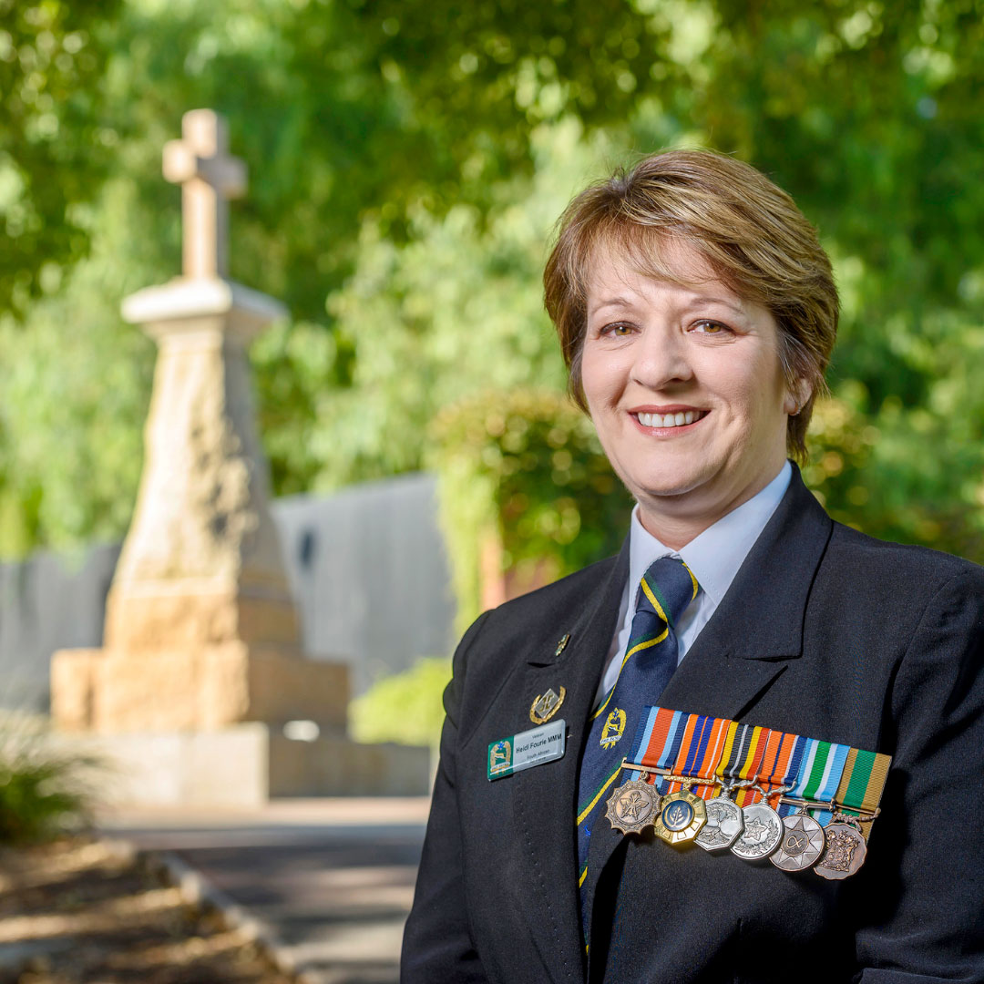 Heidi Fourie in uniform with service medals