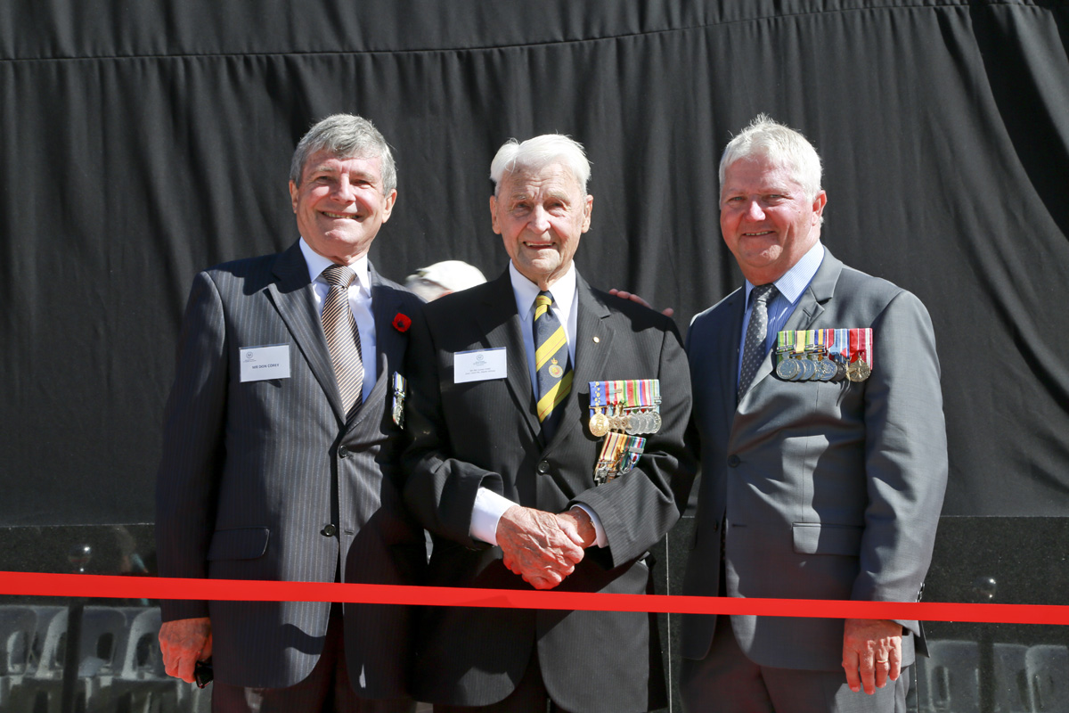 Don Corey, with Bill Corey OAM and Col (RTD) Rob Manton, Director of Veterans SA.
