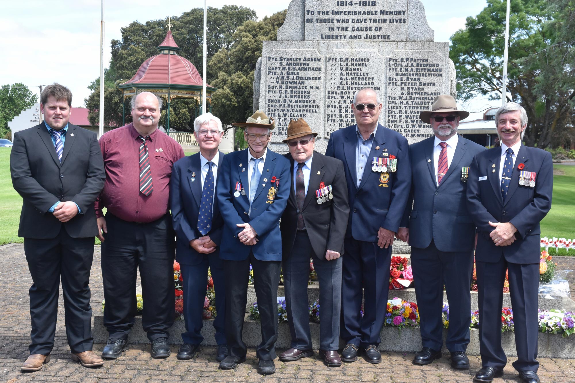 Chris Mathais with other veterans at a memorial