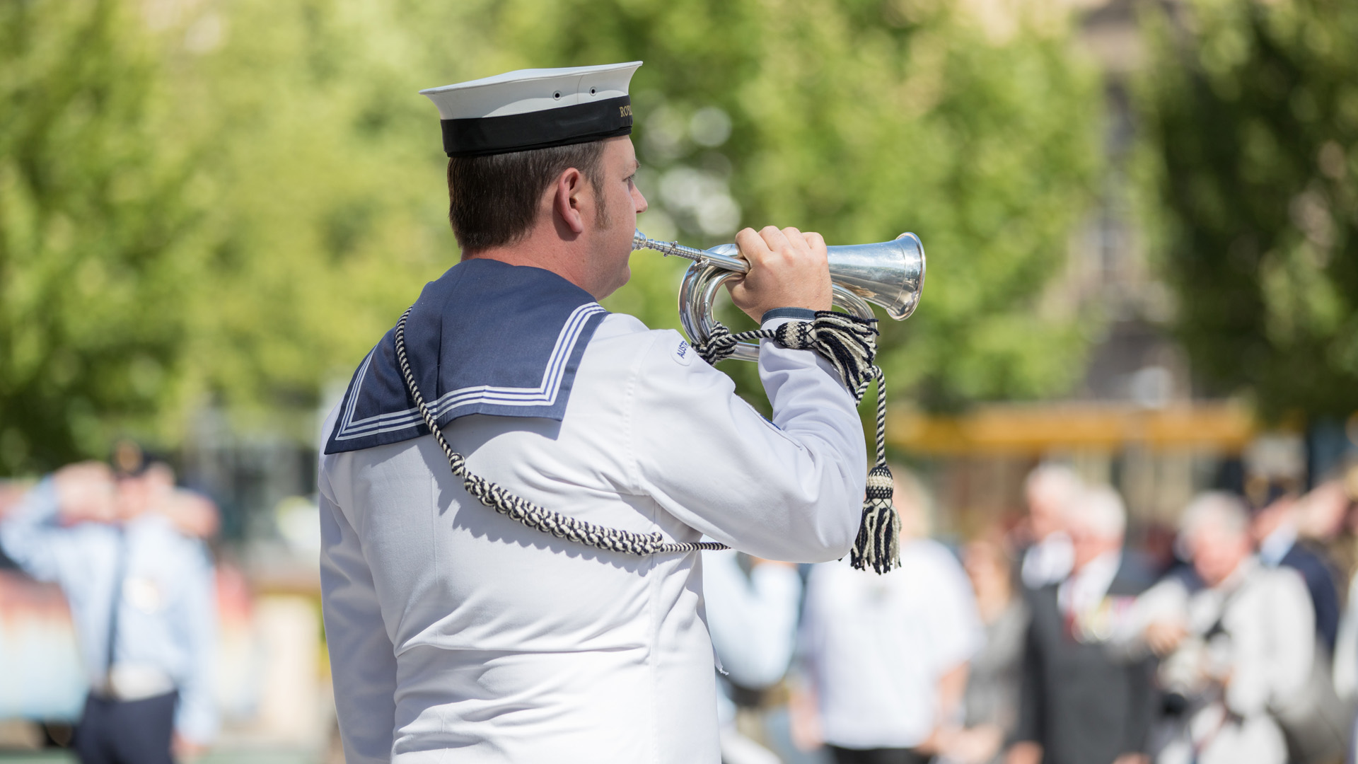 Navy personnel at a commemorative march