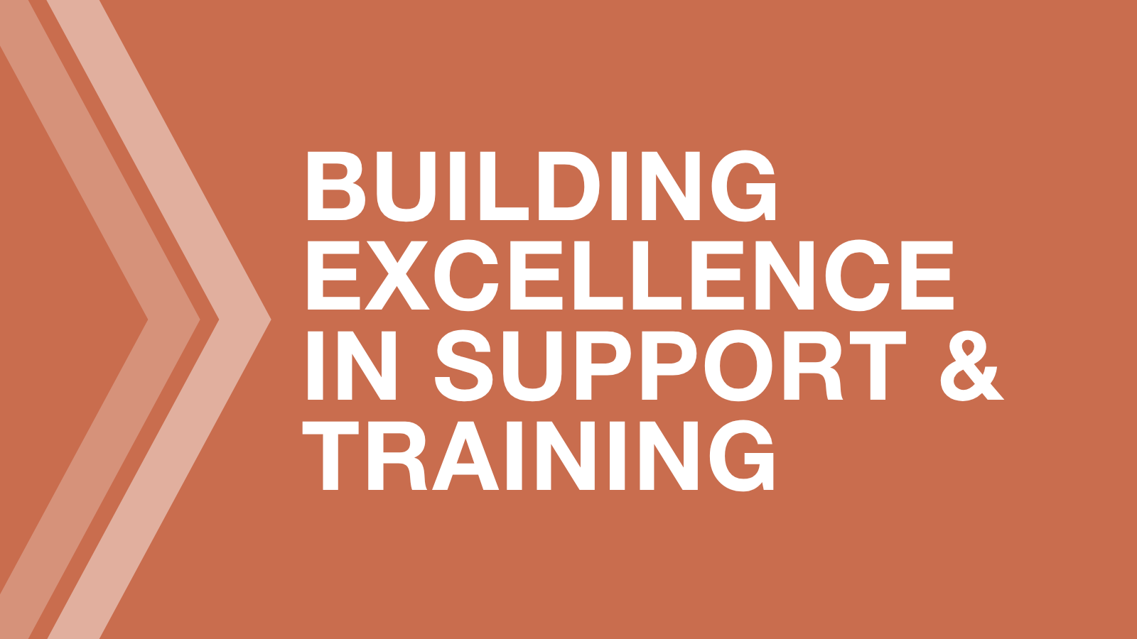 Building Excellence in Support & Training written in white on an orange background