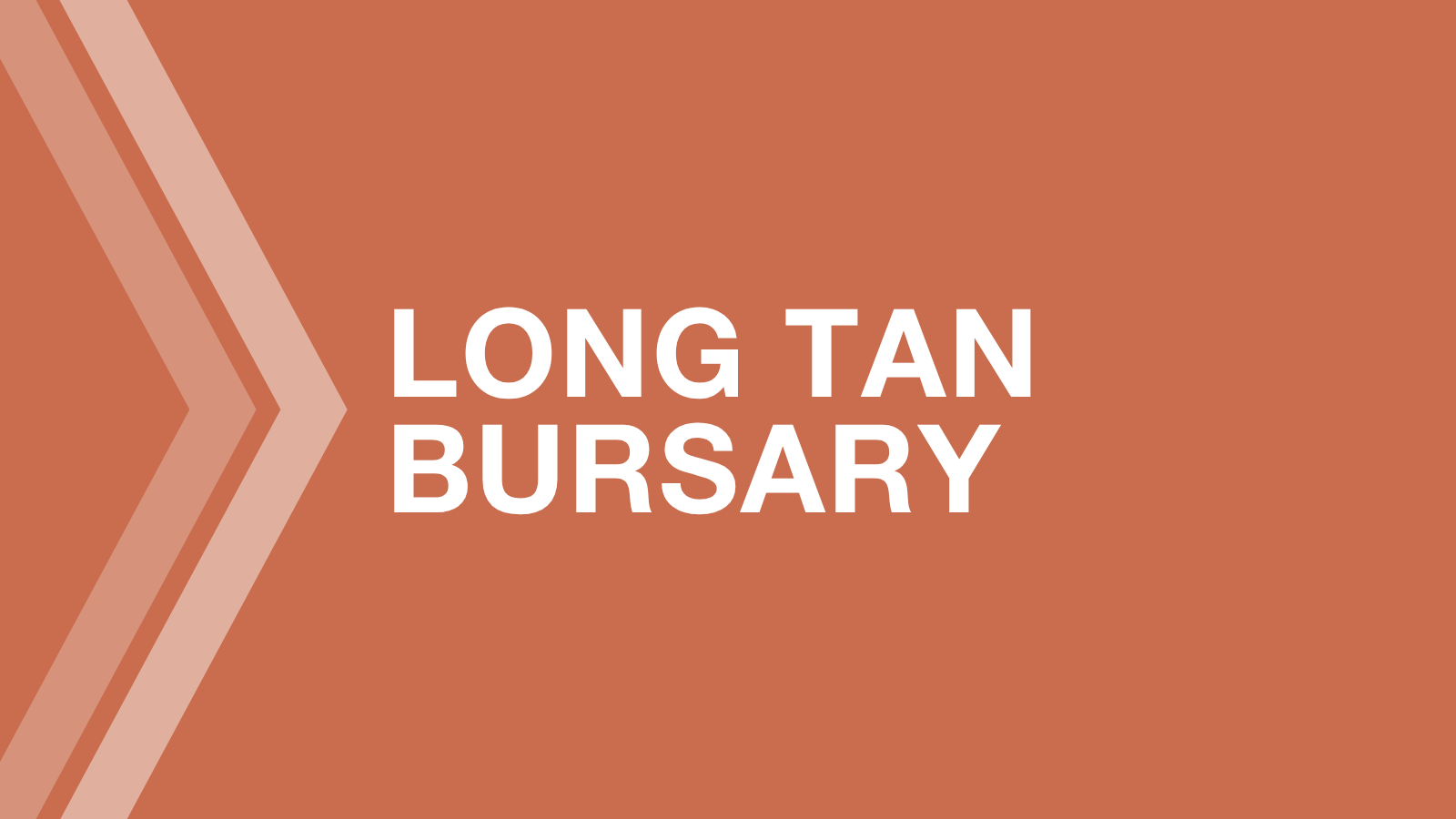 Long Tan Bursary written in white on an orange background