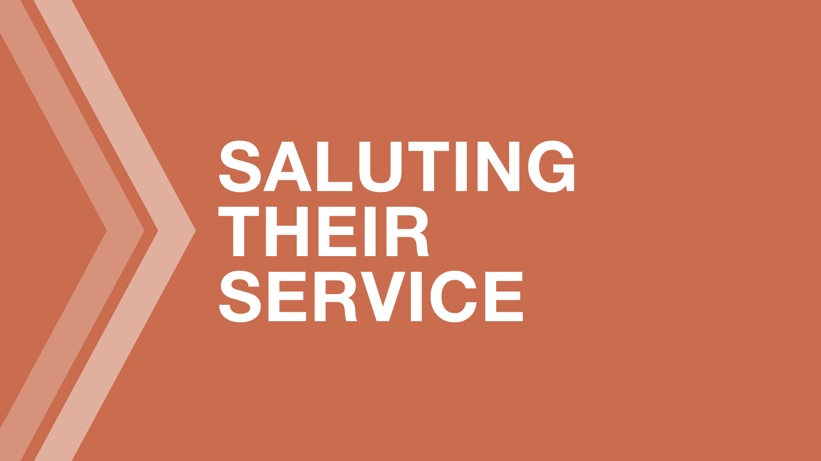 Saluting Their Service written in white on an orange background
