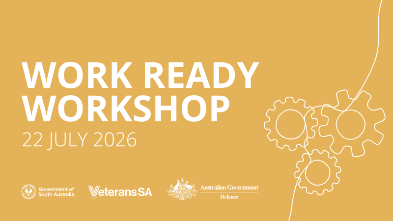 Work Ready Workshop written in white on yellow background